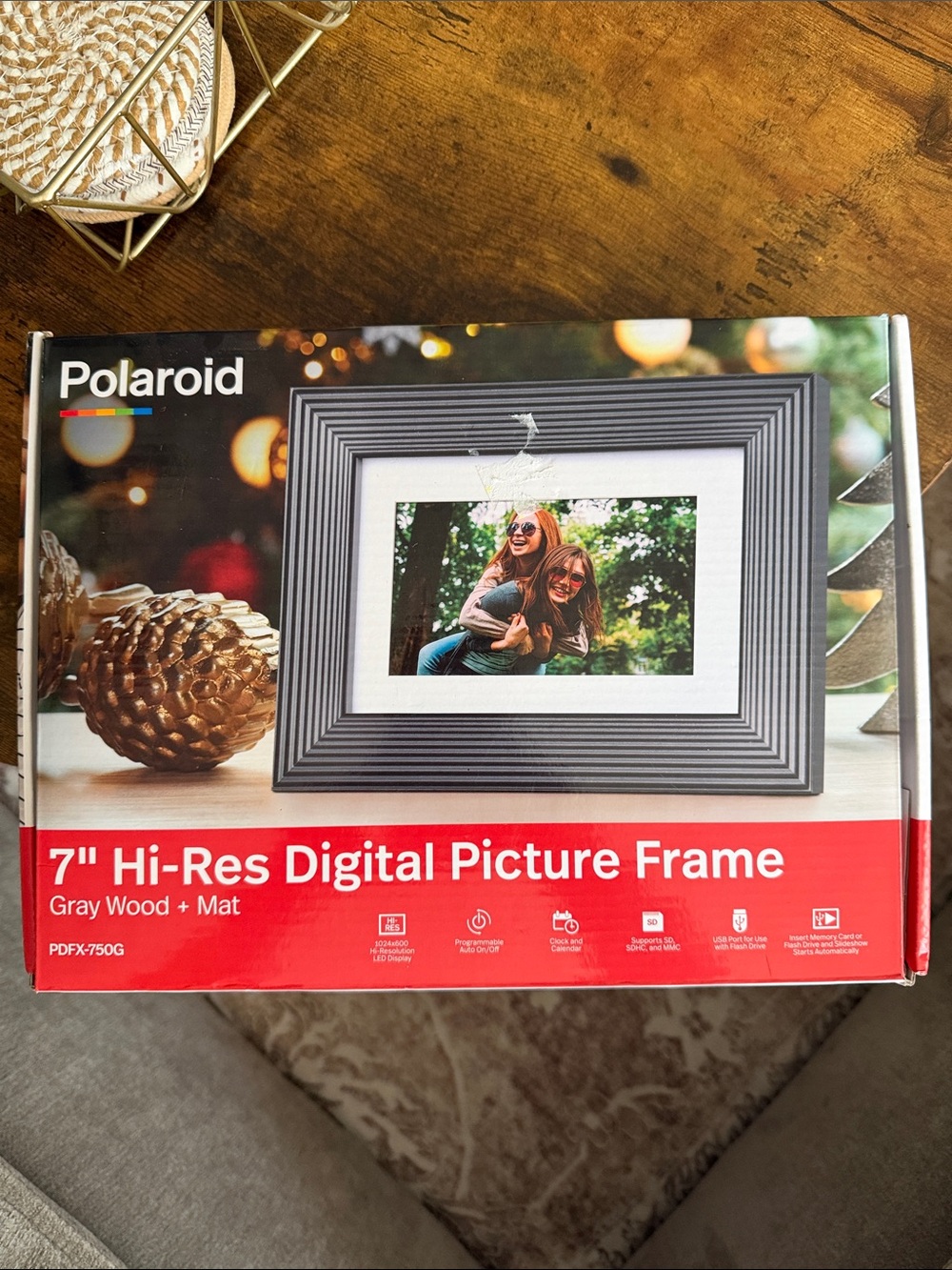Polaroid Gray Digital Picture Frame with White Mat